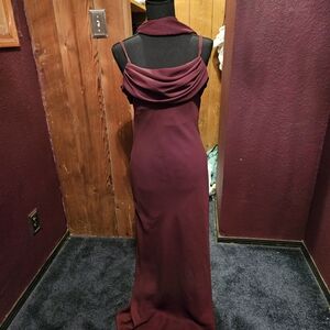 Vintage 90's Aspeed Draped Neck Empire Long Formal Dress Wine sz M whimsigoth